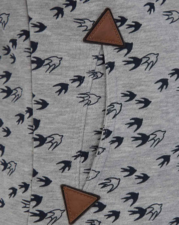 Толстовка женская с капюшоном Naketano Darthovic Feathers (Birds Grey L)