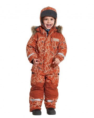 Комбинезон детский POLARBJORNEN PR 504365 (506 снегири на оранжевом, 100)