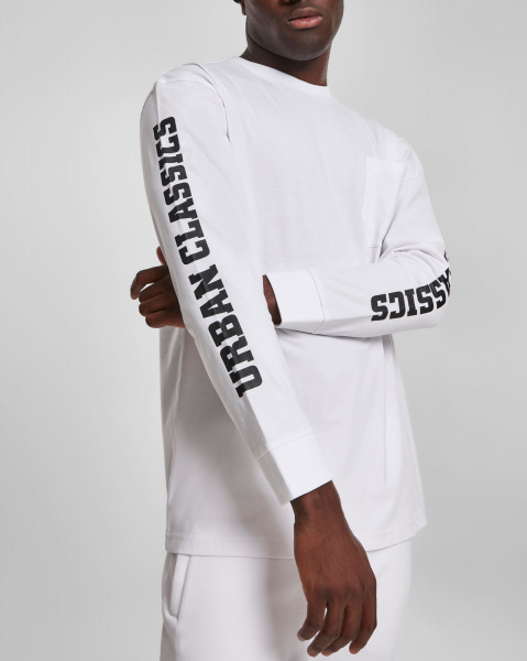 Лонгслив Urban Classics Logo Boxy Pocket (S белый)