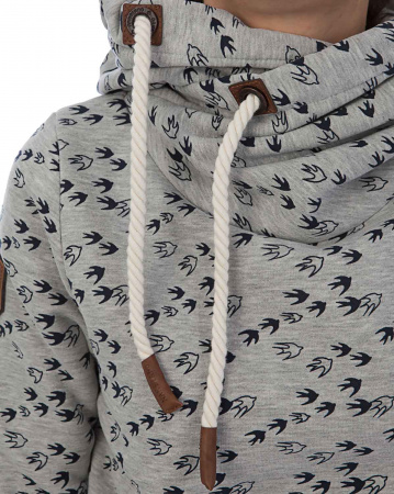 Толстовка женская с капюшоном Naketano Darthovic Feathers (Birds Grey L)