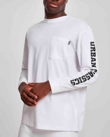 Лонгслив Urban Classics Logo Boxy Pocket (S белый)