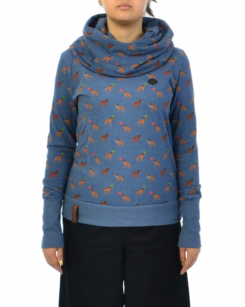 Толстовка женская с длинным воротом Naketano Harlem (Blue Melange L)
