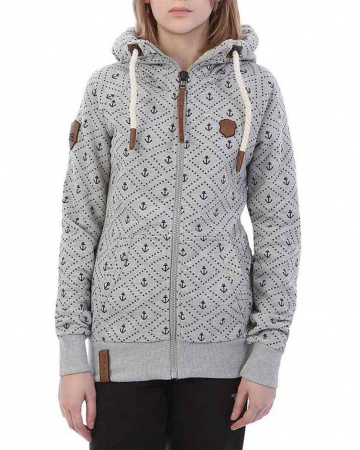 Толстовка женская на молнии с капюшоном Naketano Max Der Butler (Stone Grey M)