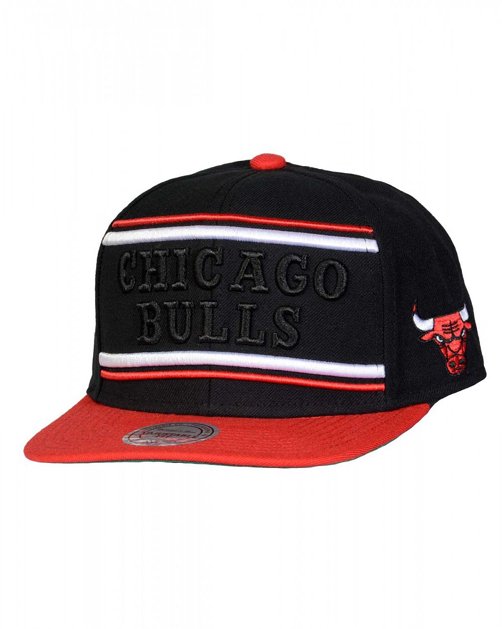Бейсболка прямая Mitchell and Ness Chicago Bulls Stripe