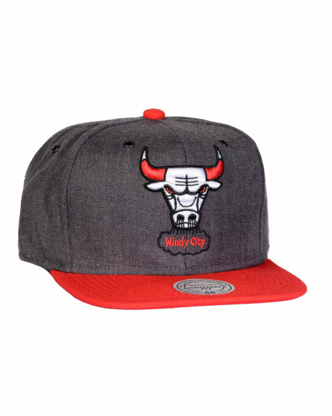 Бейсболка прямая Mitchell and Ness NP61Z DARK HEATHER 2 TONE (Chicago Bulls Heather Red)