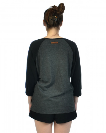 Футболка женская 2/3 Naketano Nimm mit nach Hause II (Anthracite Melange - Black XXL)
