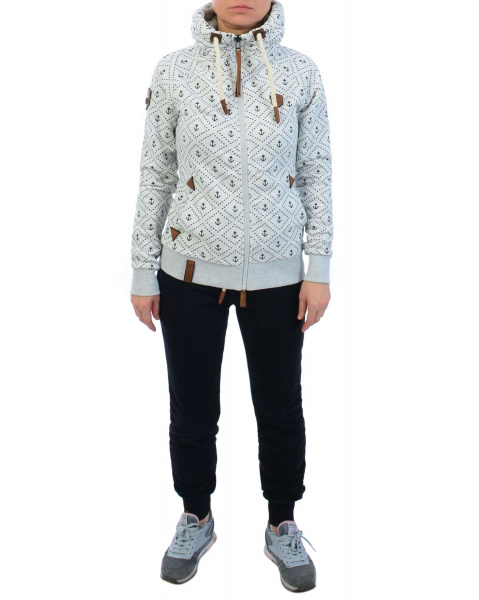 Толстовка женская на молнии с капюшоном Naketano Fiasche Pommes (Amazing Grey Melange XS)