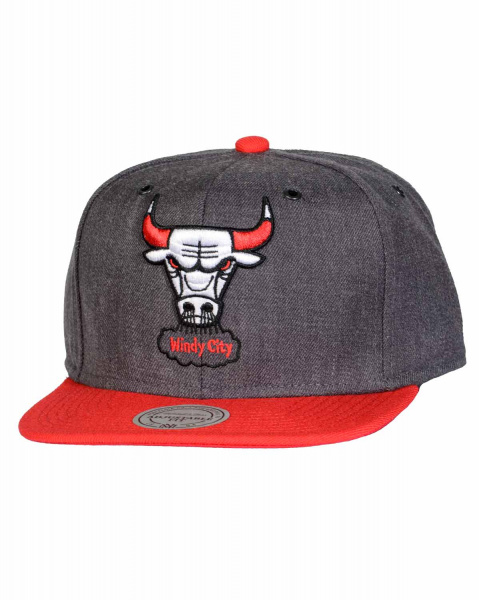 Бейсболка прямая Mitchell and Ness NP61Z DARK HEATHER 2 TONE (Chicago Bulls Heather Red)