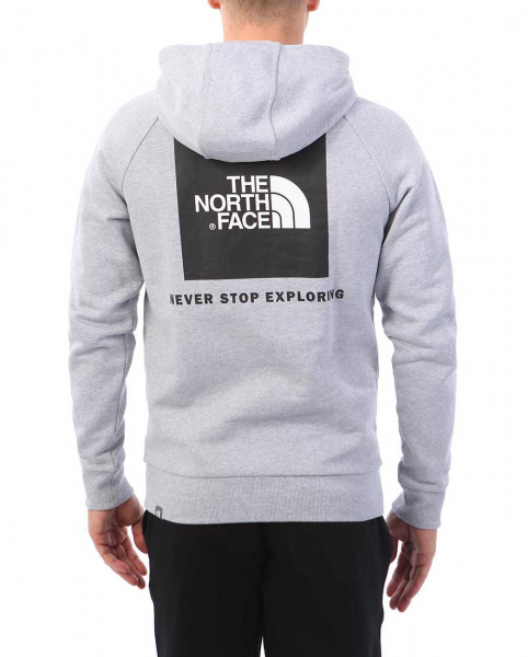 Толстовка мужская с капюшоном флисовая The North Face Raglan Red Box (S серый золотой)