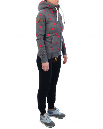 Толстовка женская на молнии с капюшоном Naketano Beng! (Dark Grey Mel XS)