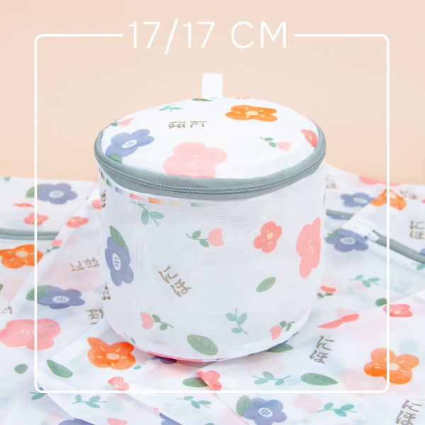 Набор мешков для стирки с молнией, тонкая сетка "солнце цветов" (7 размеров в наборе) (цветы, 7 размеров)