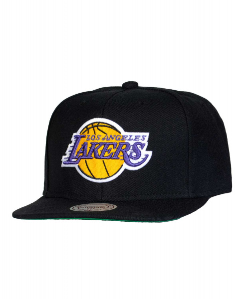 Бейсболка прямая Mitchell and Ness NZ979 WOOL SOLID ( Los Angeles Lakers Black)