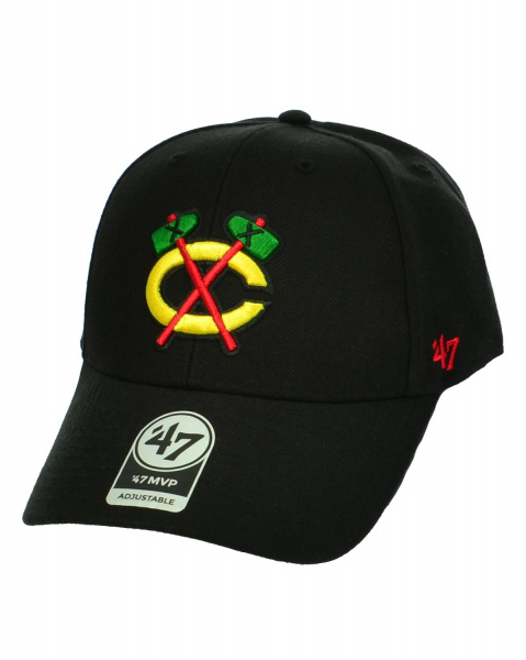 Бейсболка классическая с изогнутым козырьком '47 Brand MVP Chicago Blackhawks H-MVP04WBV (OS черный орнамент)