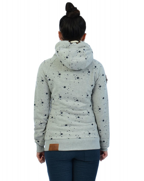 Толстовка женская на молнии с капюшоном Naketano Schluckischluckischlucki (Grey Melange M)