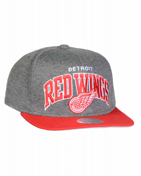 Бейсболка с прямым козырьком Mitchell and Ness JERSI Detroit Redwings Grey Red (Detroit Redwings Grey Red, OS)