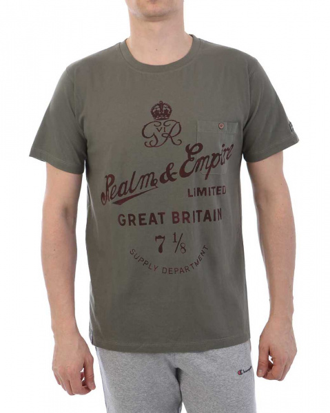 Футболка мужская с карманом на пуговице Realm & Empire Great Britain 000035691 (S оливковый)
