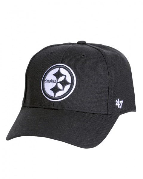 Бейсболка '47 Brand MVP LogoBrand WBV ЛИПУЧКА 2 NFL (Pittsburgh Steelers Black White OS)