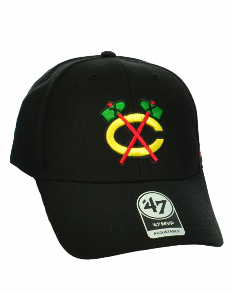 Бейсболка классическая с изогнутым козырьком '47 Brand MVP Chicago Blackhawks H-MVP04WBV (OS черный орнамент)