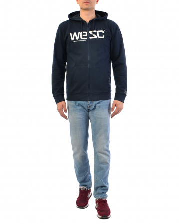 Толстовка мужская на молнии с капюшоном Wesc Wesc (M темно-синий)